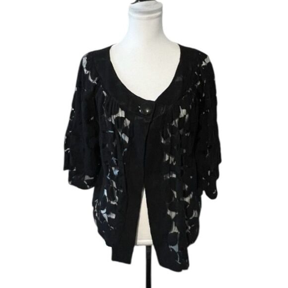 Jackets & Blazers - Bay Studio Plus Jacket Plus 2X Black Lace 1 Button Cropped Cardigan Bolero Cardi